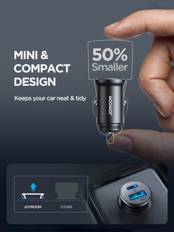 JOYROOM JR-CCN05 30W A+C mini Metal Car Charger - Image 2