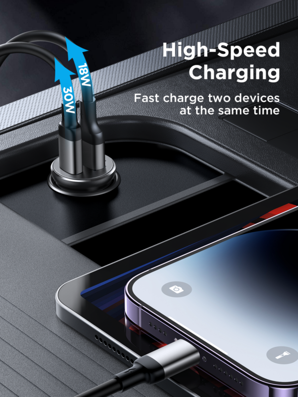 JOYROOM JR-CCN05 30W A+C mini Metal Car Charger - Image 3