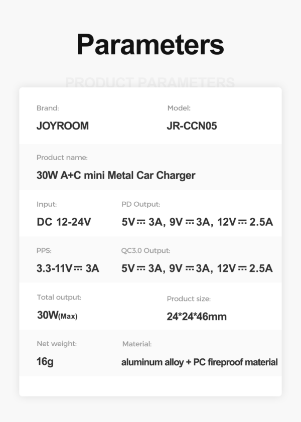 JOYROOM JR-CCN05 30W A+C mini Metal Car Charger - Image 8