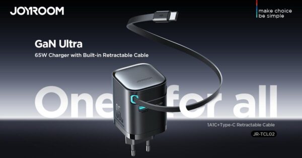 JOYROOM Charger with Retractable Cable JR-TCL02 GaN 65W - Image 2